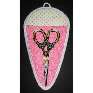 ITH Victorian Scissors Case - Machine Embroidery Project Design, In The Hoop Scissors Case Pink Embroidery Pattern - Includes Instructions