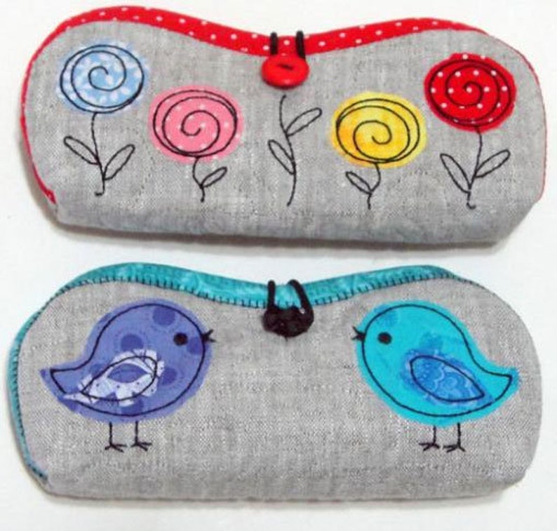 ITH Folded Eyeglass Case & Birds Machine Embroidery Project Etsy