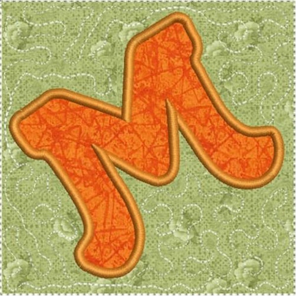 ITH Alphabet Quilt Block M - Machine Embroidery Design, In the Hoop Alphabet Soup Quilt Embroidery Pattern, Includes Instructions