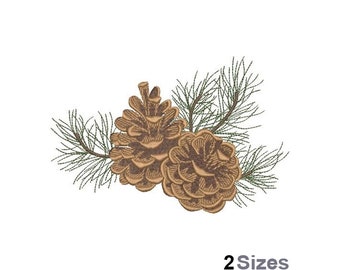 Pinecones - Machine Embroidery Design - 2 Sizes, Pine Tree Cones Embroidery Pattern, Conifer Cone Embroidery Design