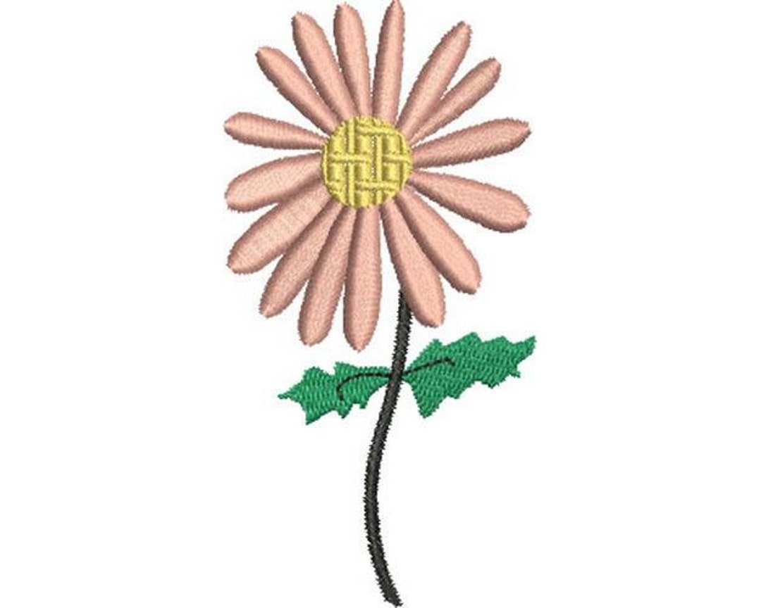 Pink Daisy Machine Embroidery Design, Spring Daisy Embroidery Pattern