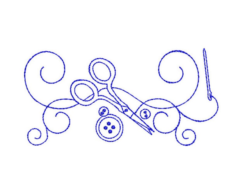 Sewing Scissors & Buttons Machine Embroidery Design Sewing Etsy