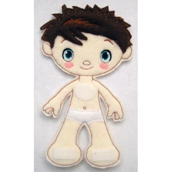 Felt Boy Paperdoll - Machine Embroidery Project Design, Little Boy Felt Paper Doll Dress Embroidery Pattern - Includes Instructions