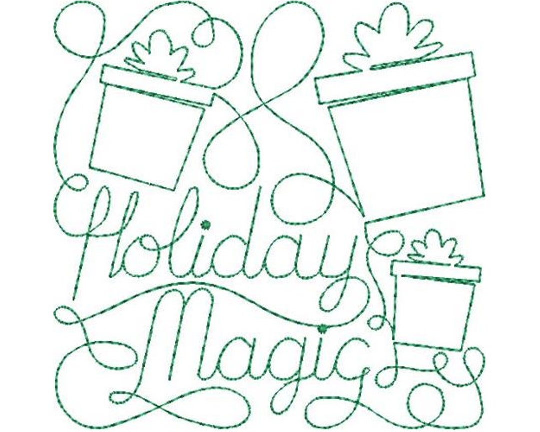 Free Motion Christmas Machine Embroidery Design, Free Motion Tea Towels