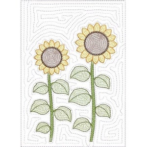 ITH Sunflower Quilt Block - Machine Embroidery Design, In The Hoop Sunflowers Table Runner Quilt Block Embroidery - Includes Instructions