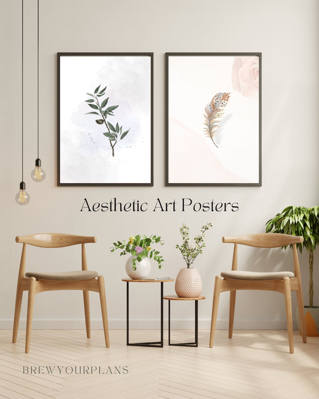 Minimalist Digital Art Print Set of Two Aesthetic Print Printable Wall ...