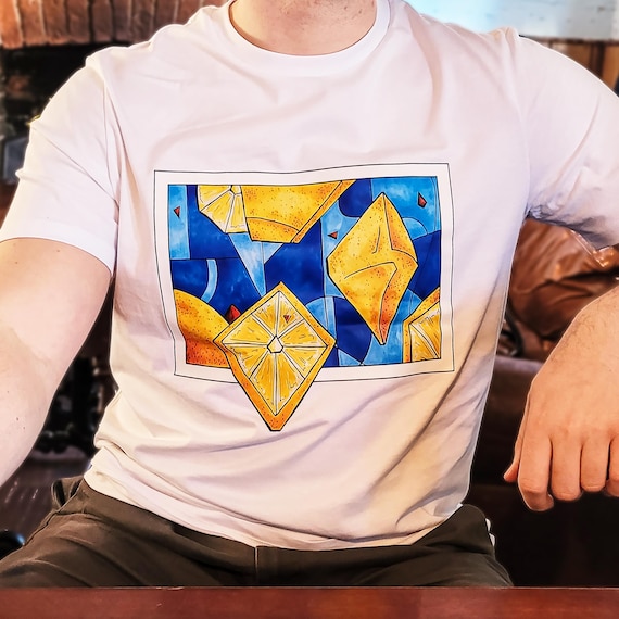 Geometric Lemon T-Shirt – Cubism Inspired Graphic Tee, Modern Art Unisex Shirt
