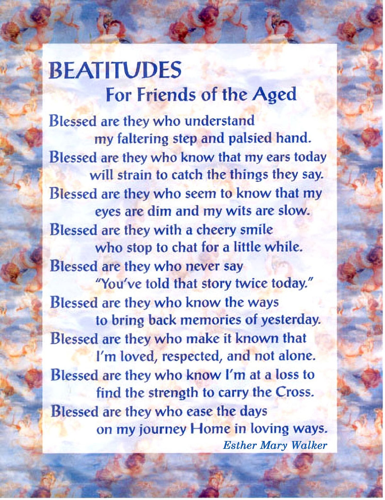 Beatitudes for Friends of the Aged, Aging Poems, Care of the Elderly
