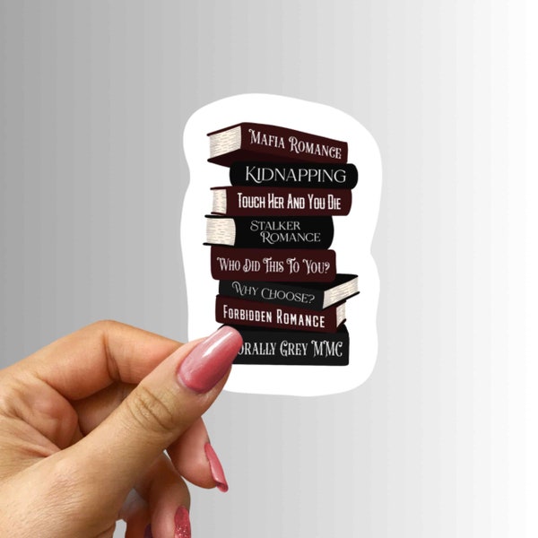 Dark Romance Book Trope Stack Laptop Kindle Book Sticker