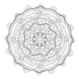 Kitchen Vibes Mandala Print Fine Black and White