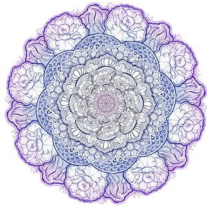 Purple Peony Mandala Print