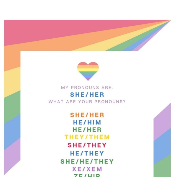 Pronoun Poster - She/Her - Counselling Poster LGBTQIA+ CBT Psychology