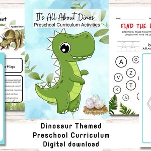 Dinosaur Themed Preschool Curriculum | 150 Activities | Digital Download