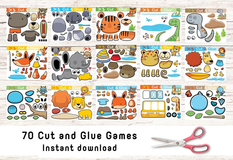 Cut and Glue Games | Printables | Instant Download - Etsy