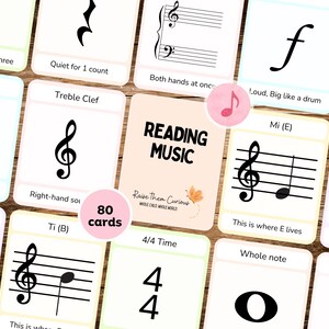 80 Musik Karteikarten für Kids | US and UK Noten, Rhythmus, Metrum, Tempo, Notation, Musiklehre | Druckkarten (Digitaler Download)