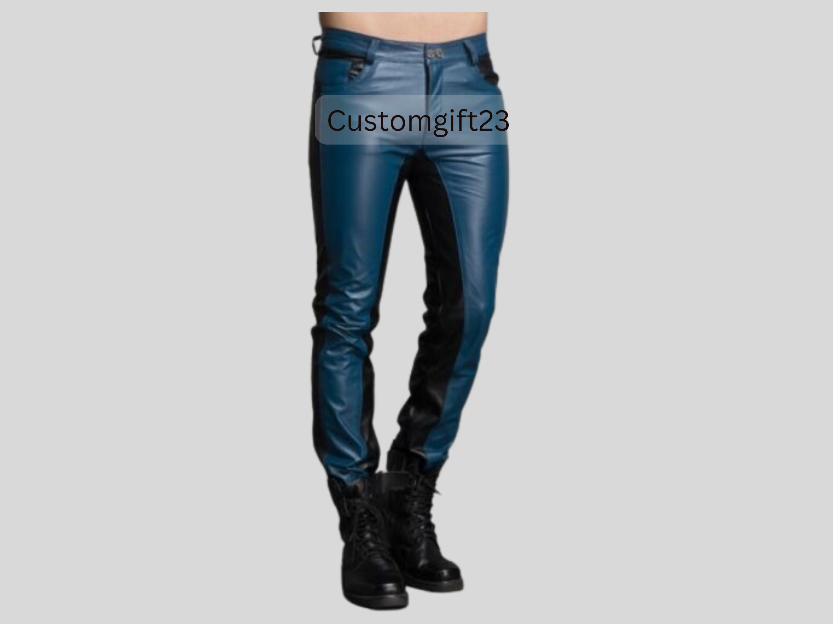 Cobalt Blue Faux Leather Pants- 9112 | BabyPeacockBoutique