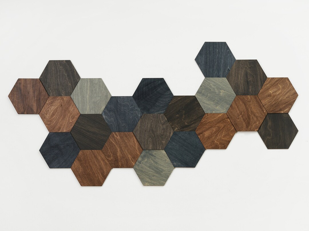 Hexagon Wood Wall Art Wall Panel Wall Etsy