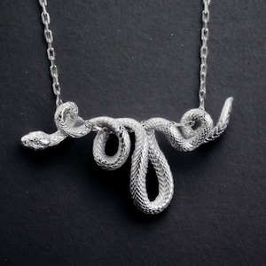 Silver Snake Pendant Necklace, Shiny Silver Snake Pendant, Serpent Handmade Necklaces, Pendant Accessory, Thanksgiving Gift, Noel Gift