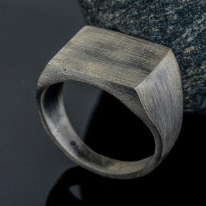 Silver Brushed Ring Handmade Mens Ring, Pinky Signet Man Ring, Simple Ring for Man, Silver Signet Ring,Memorial Mens Gift, Father&#39;s Day Gift