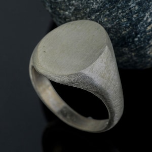 Sterling Silver Handmade Mens Ring, Oval Engagement Signet Ring, Man Ring, Simple Ring for Man, Silver Signet Ring, Memorial Gift for Him
