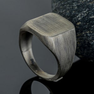 Sterling Silver Handmade Mens Ring, Rectangle Signet Ring, Man Ring, Simple Ring for Man, Silver Signet Ring, Memorial Gift for Him