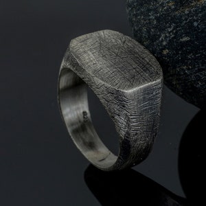 Rechteck Sterling Silber Herrenring, Siegelring am kleinen Finger, einfacher Ring für Mann, Silber Siegelring, Gedenkgeschenk für ihn