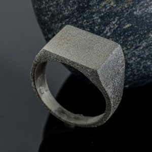 Rectangle Sterling Silver Handmade Mens Ring, Pinky Signet Man Ring, Simple Ring for Man, Silver Signet Ring, Memorial Gift for Him