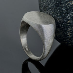 Sterling Silver Handmade Mens Ring, Oval Engagement Signet Ring, Man Ring, Simple Ring for Man, Silver Signet Ring, Memorial Gift for Him