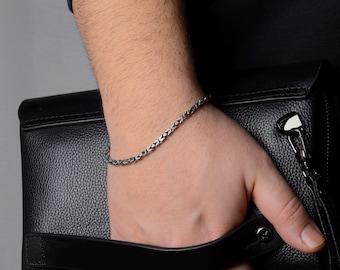 Mens Byzantine Chain Bracelet, Valentines day gift for him