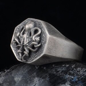 Sterling Silver Octopus Biker Ring, Sea Animal Jewelry - Etsy