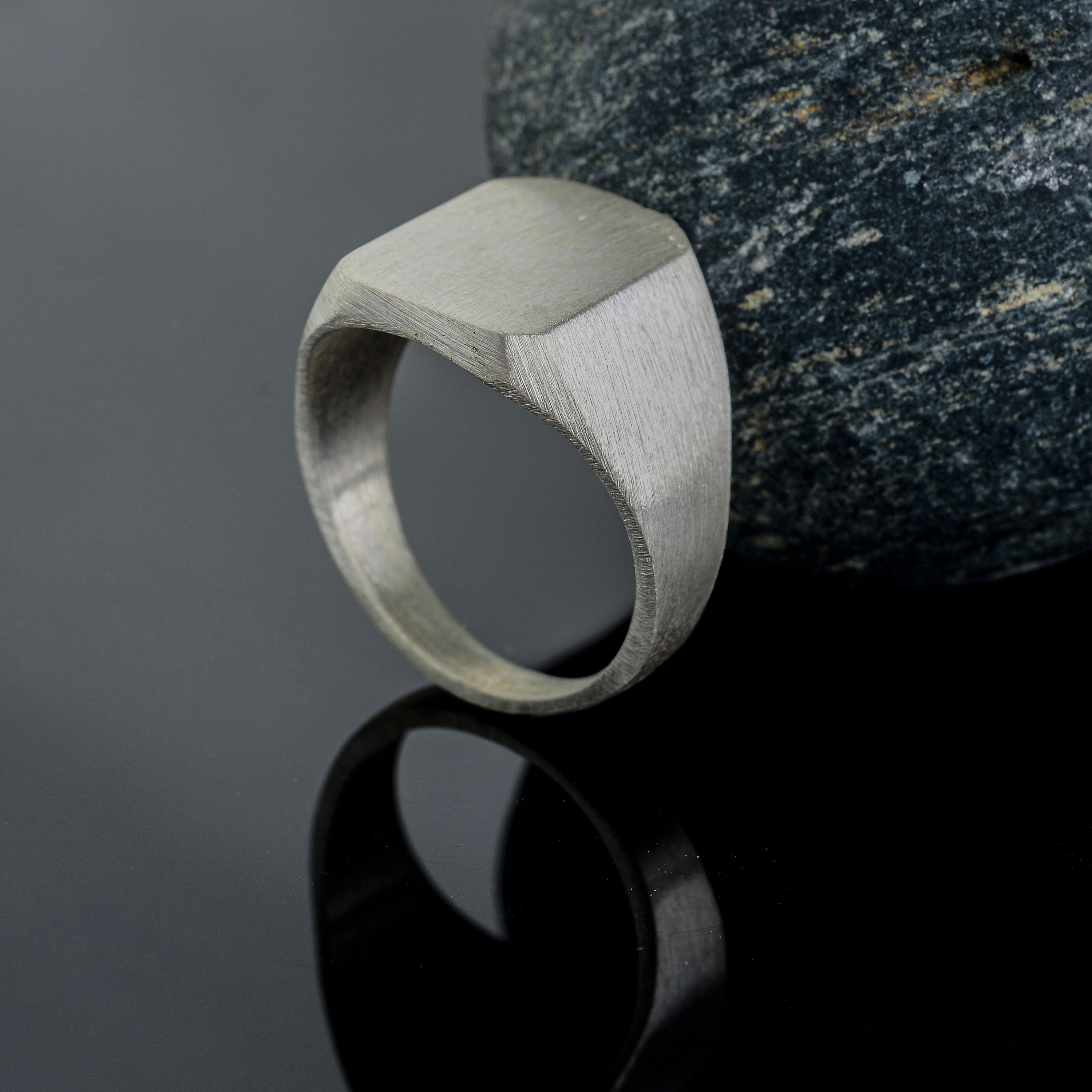 Rectangular Silver Ring Design Handmade Sterling Silver Rectangle Signet Ring, Memorial Ring - Etsy