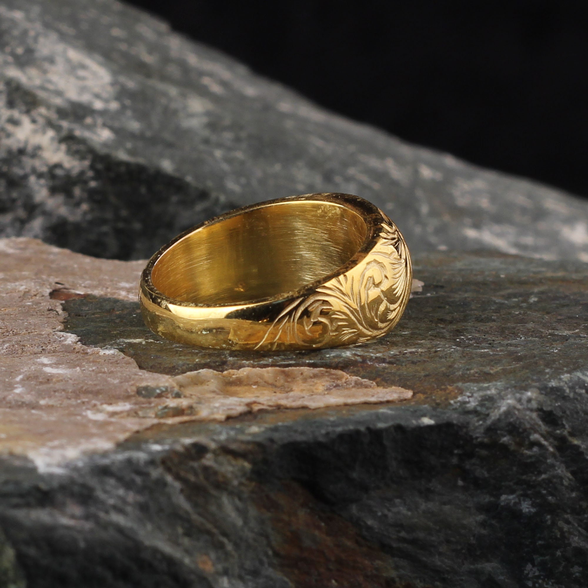 Mens Stackable Rings Handmade Crystal Gemstone Mens Ring: Engraved Gold Stackable Ring - Etsy