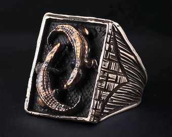 Sterling Silver Crocodile Ring: Handmade Wild Animal Jewelry