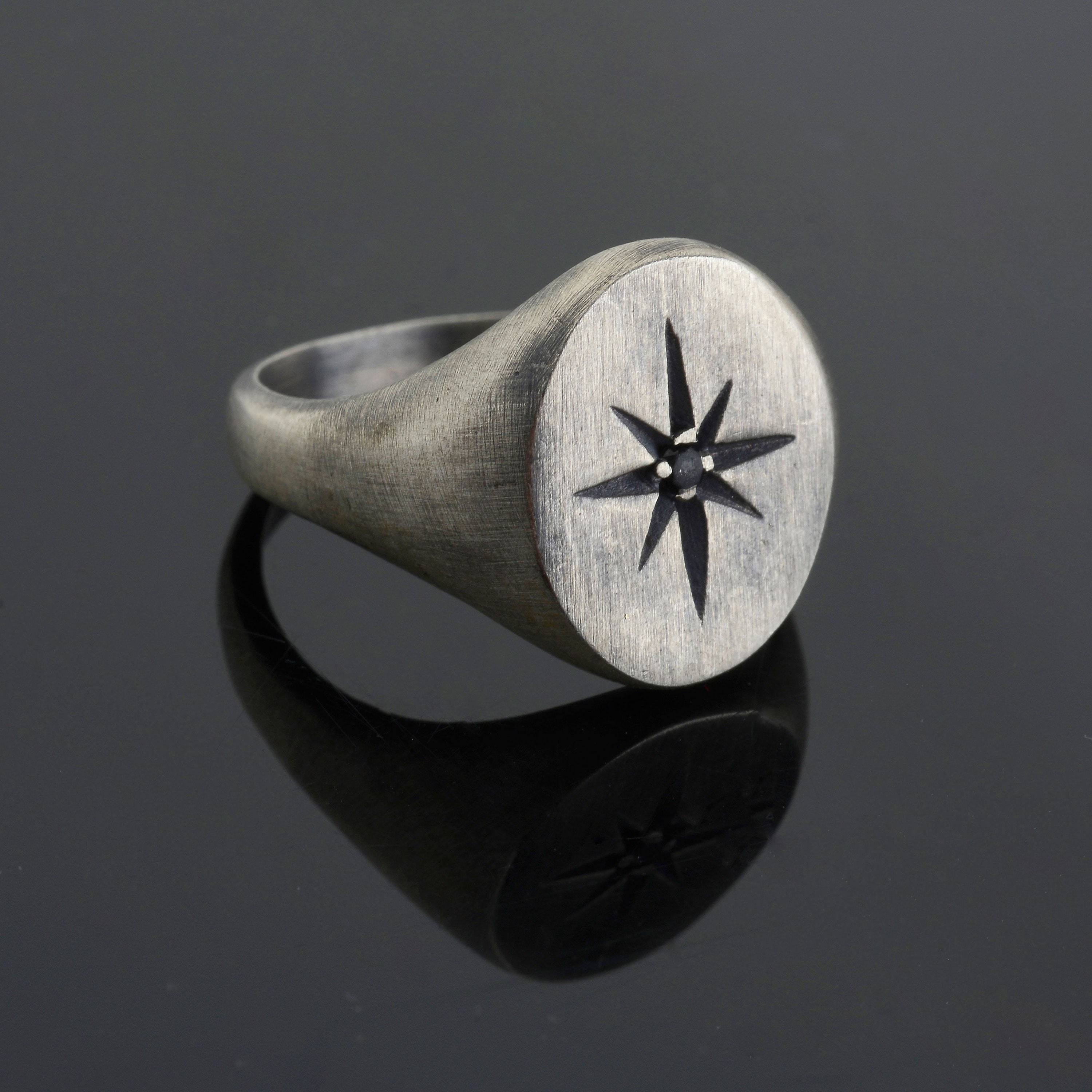 North Star Ring, Sterling Silver Man Pinky Ring, Minimalist