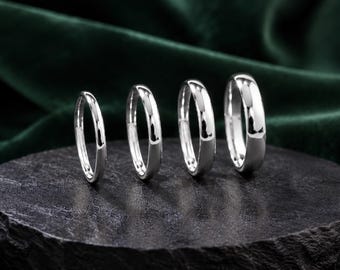 Sterling Silver Solid Wedding Band, 3mm to 6mm  Confort Fit Silver Ring