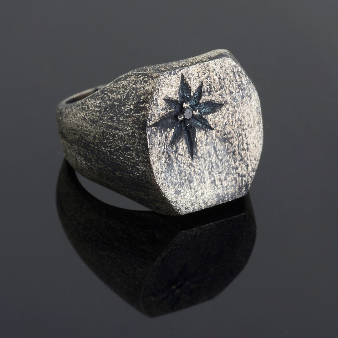 Handmade Sterling Silver North Star Ring, Unisex Signet - Etsy