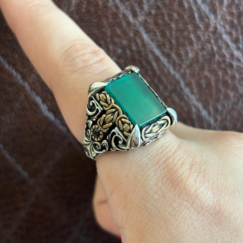 Sterling Silver Black Onyx Ring: Ottoman Style Signet Ring - Etsy