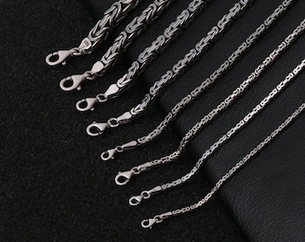 925k Sterling Silver Mens Sterling Silver Byzantine 2mm to 7 mm