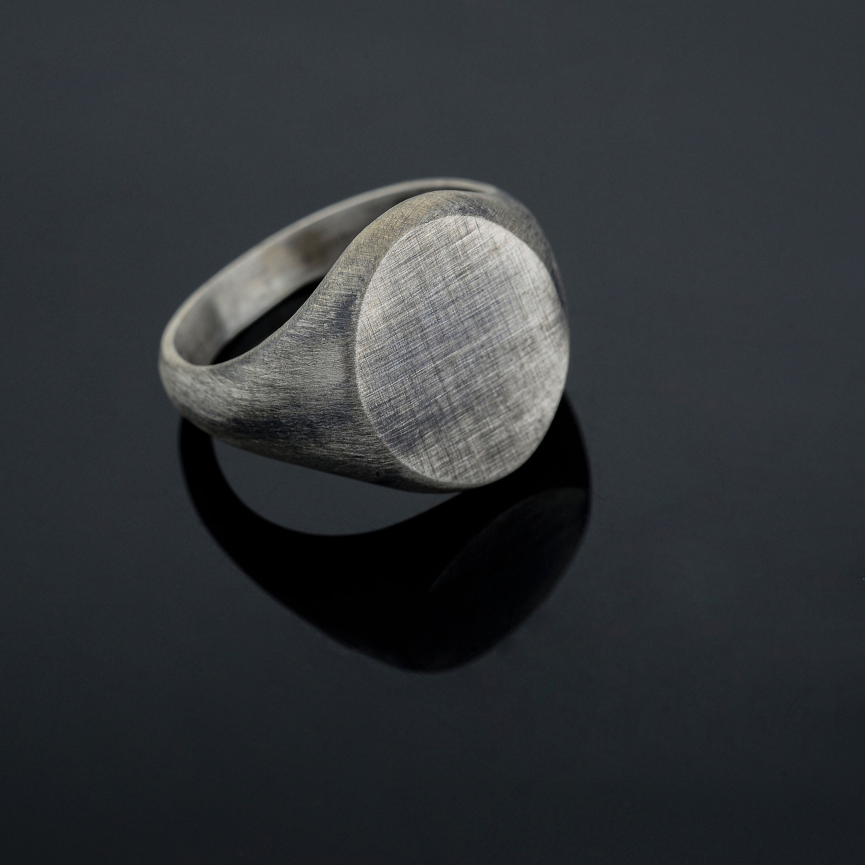 Handmade Sterling Silver Oval Signet Ring, Memorial Gift for Him