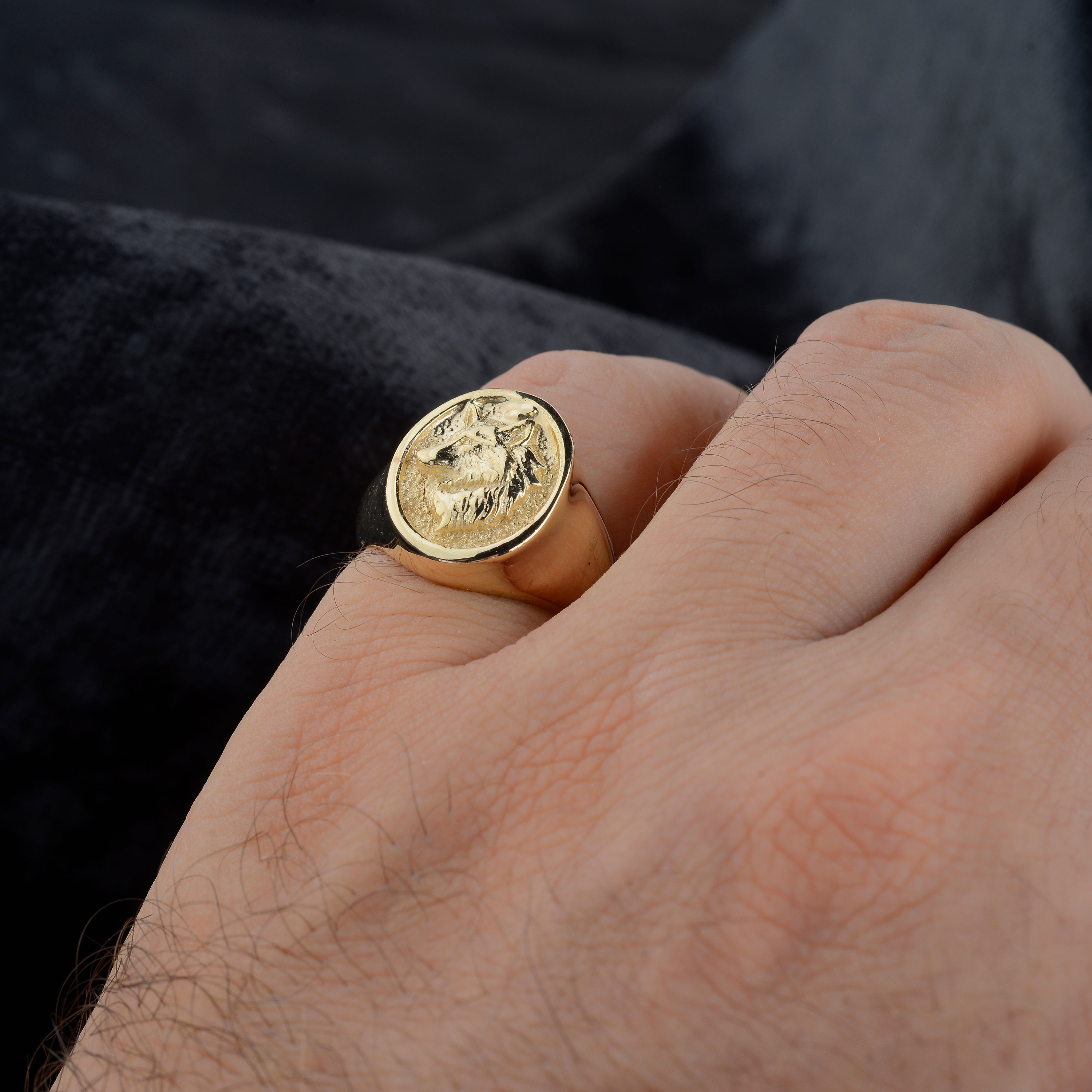 Handmade 10k Gold Wolf Signet Ring - Mens Pinky Ring - Etsy