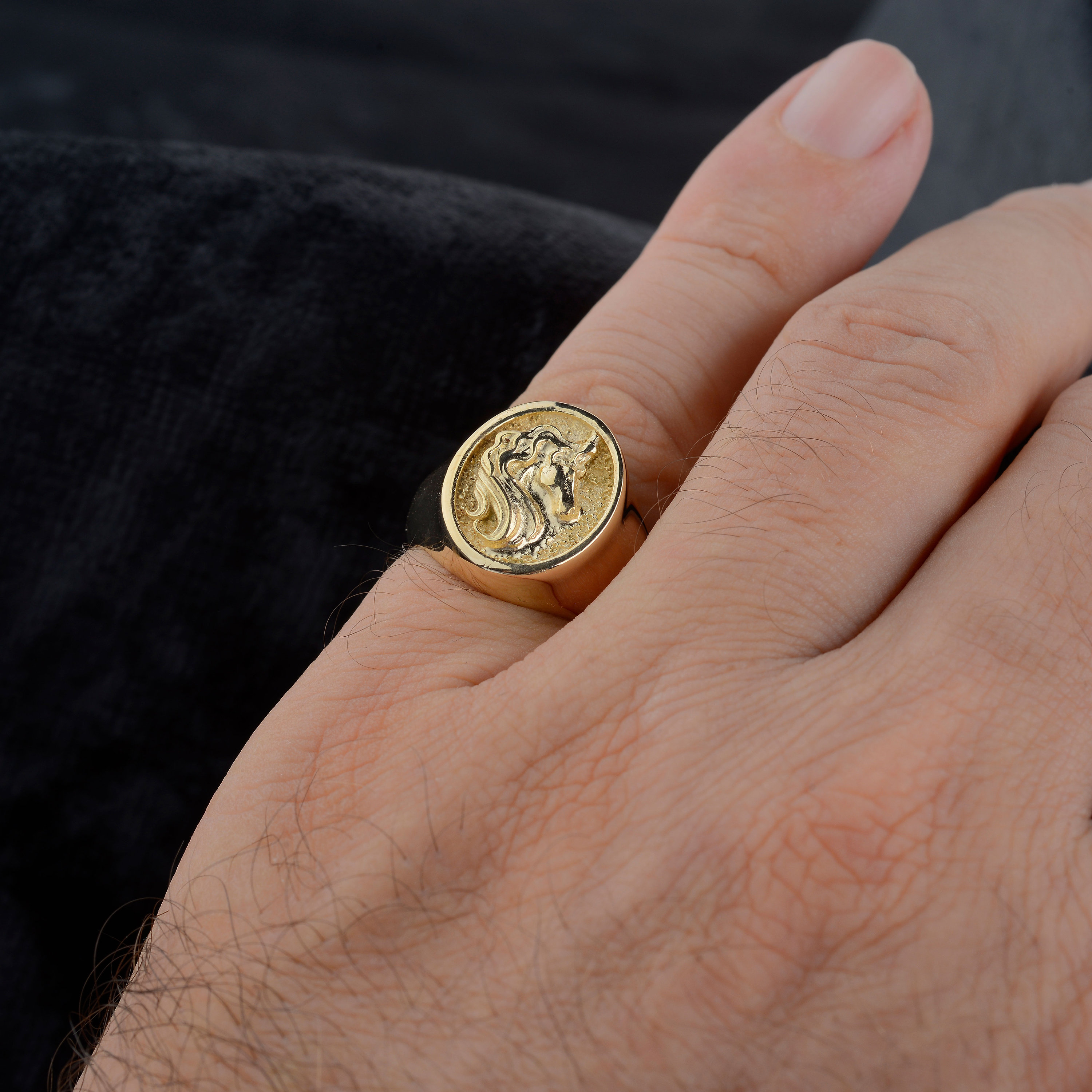 10k Gold Unicorn Signet Ring: Handmade Stacking Jewelry - Etsy