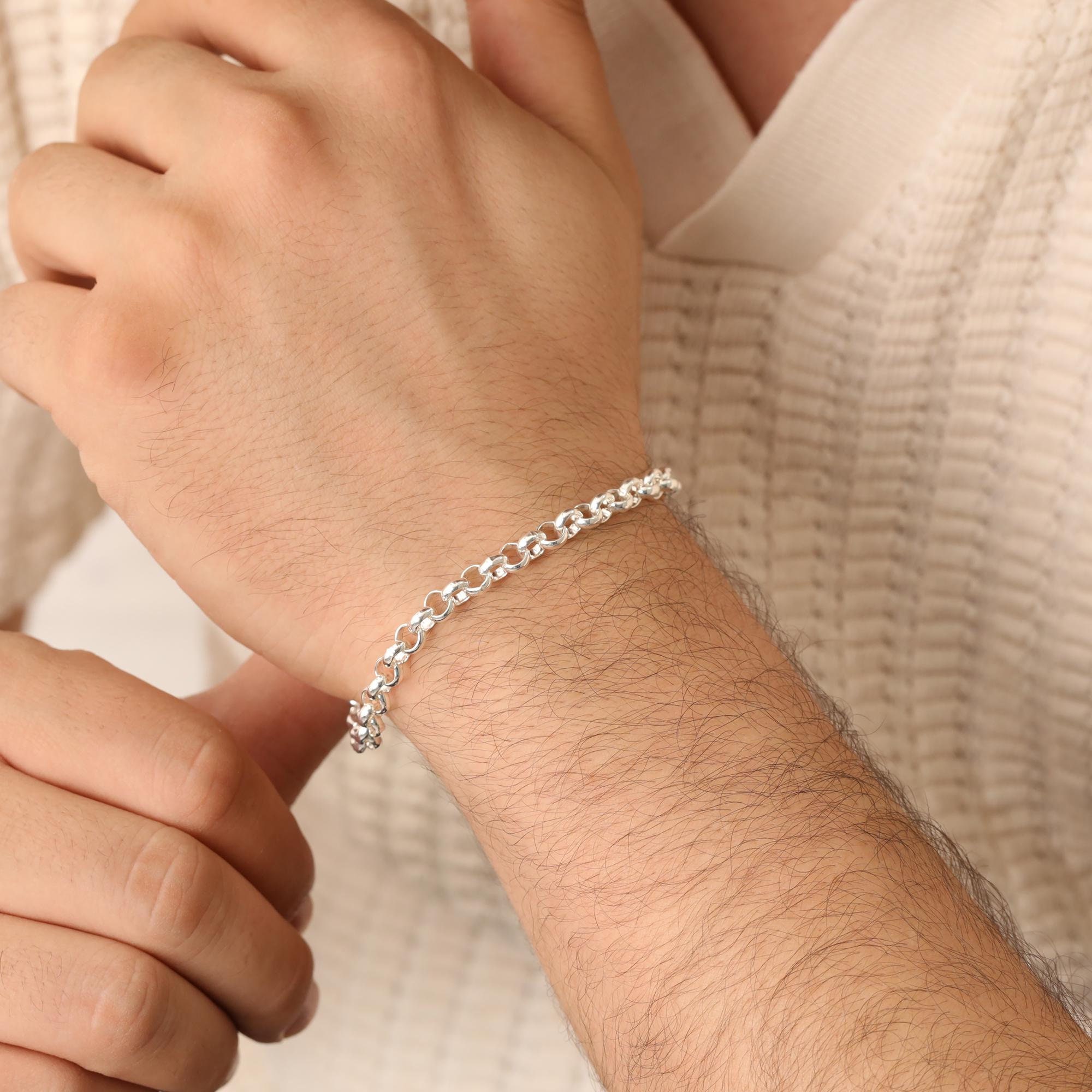 925 Silver Doc Link Chain, Hollow Bracelet Man, 925 Sterling Silver Rolo Chain Bracelet, Mens Jewelry, 4mm-6mm Rolo Chain, Christmas Gift 925 Silver Doc Link Chain, Hollow Bracelet Man, 925 Sterling Silver Rolo Chain Bracelet, Mens Jewelry, 4mm-6mm Rolo Chain, Christmas Gift