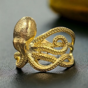 Mens Octopus Ring Gold, Handmade Octopus Ring, Couple Rings ,Matching Ring, Valentines Day Gift, Sea Animal Jewlery, Memorial Gift For Lover