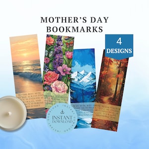 Mothers Day Nature Bookmarks INSTANT DOWNLOAD, Editable Inspirational Scenery Quotes, Customizable Gift, Canva Template, MD0002