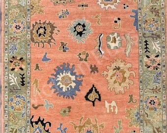 Handmade Wool Oushak Rug: Oriental Style Living Area Decor