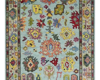 Blue Oushak 5x8 6x9 8x10 9x12 10x14 Living Area Rug Hallway Covering Areas Interior Decor Rugs soft woolen Handmade Oushak ultra soft Rug!!!