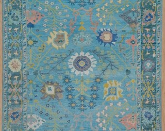 Blue Oushak Rug Living Area Rug Covering Areas Interior Decor Rug Oushak Olive Premium Oriantal ultra soft Rug 3x5 to 12x18 pre Order Rug !!