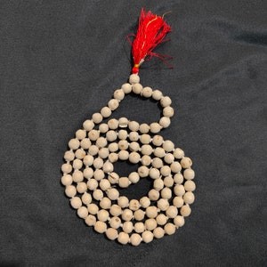 Natural Tulsi Mala beads Knotted Wood Rosary, Indian Rama mala, Hindu Japa mala 108 Prayer beads mala, 8mm