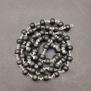 Sacred Shaligram Mala with Pure silver | Scriptural Beads Mala | 54 Beads Meditation Jaap Mala  8mm