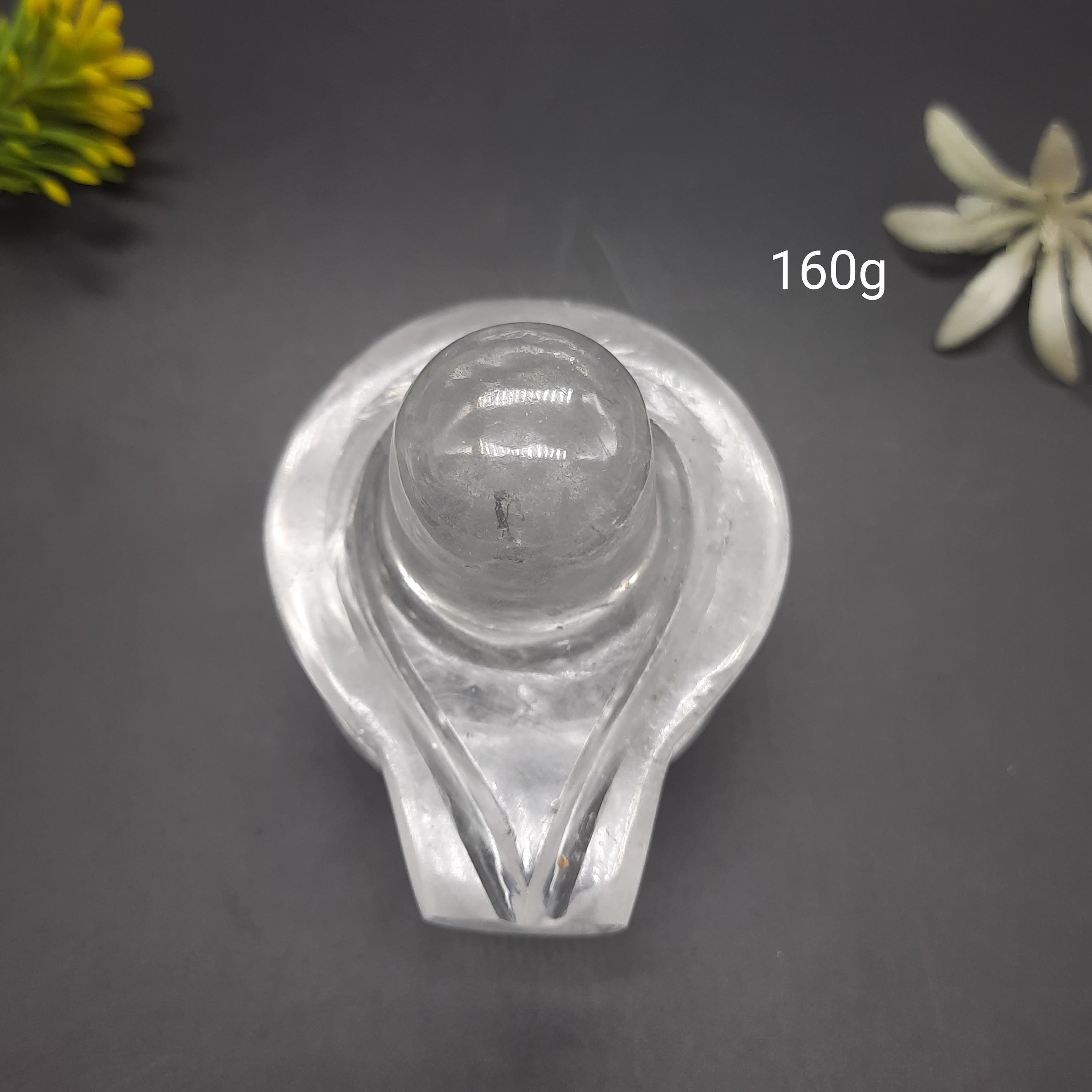 Natural Sphatik Shivling - Clear Quartz Crystal Shiva Lingam for Spiritual Healing and Meditation 65g - 160g